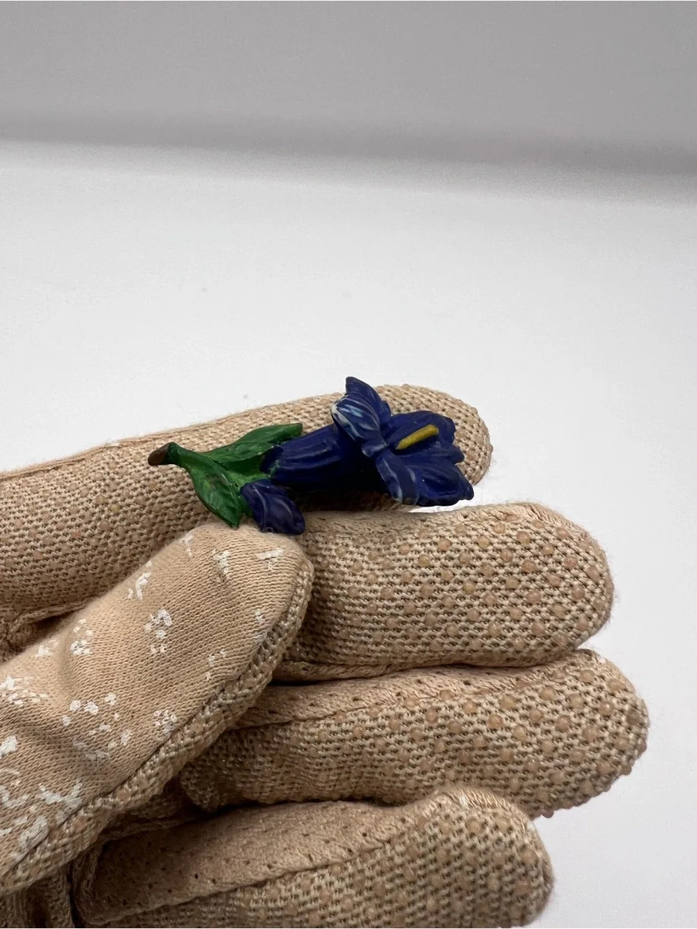 Vintage Mid-Century Hand-Painted Alpine Gentian Flower Pin